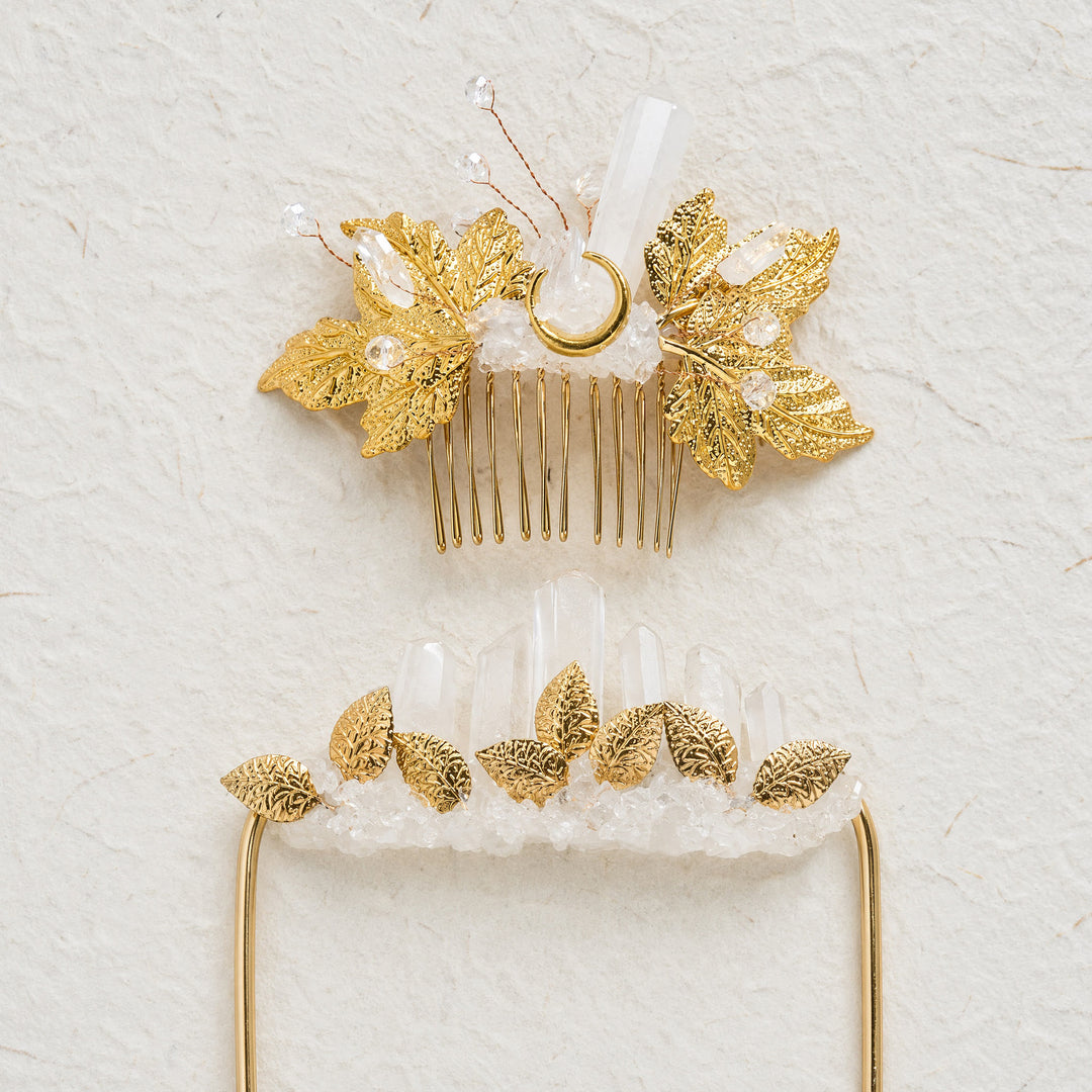 Handmade Groom's Pocket Boutonniere & Bride's Crystal Hair Comb Bundle Set - image 7