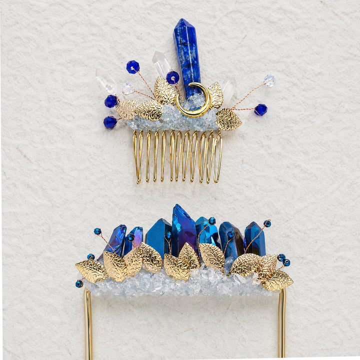 Handmade Groom's Pocket Boutonniere & Bride's Crystal Hair Comb Bundle Set - image 5