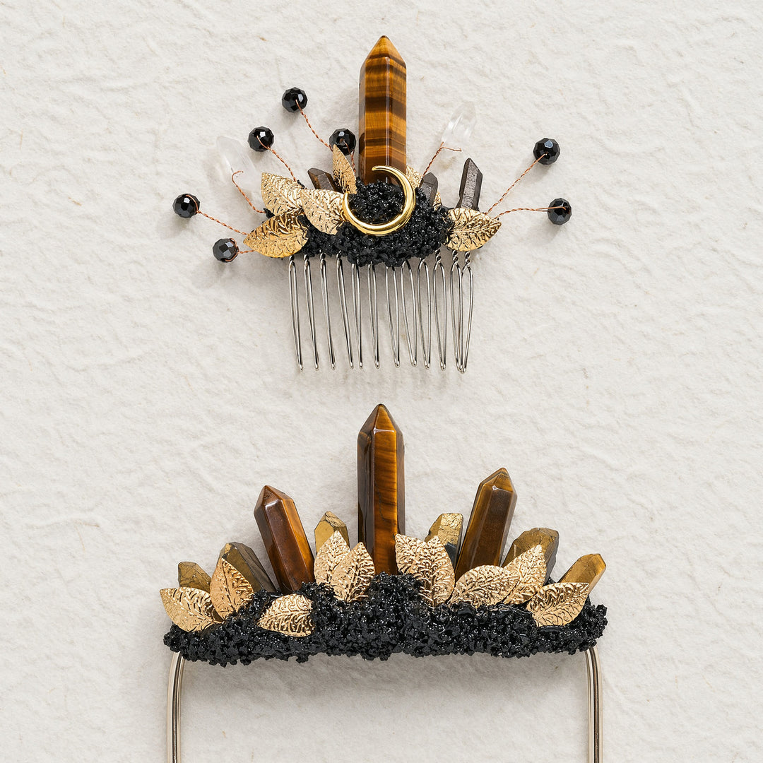 Handmade Groom's Pocket Boutonniere & Bride's Crystal Hair Comb Bundle Set - image 3