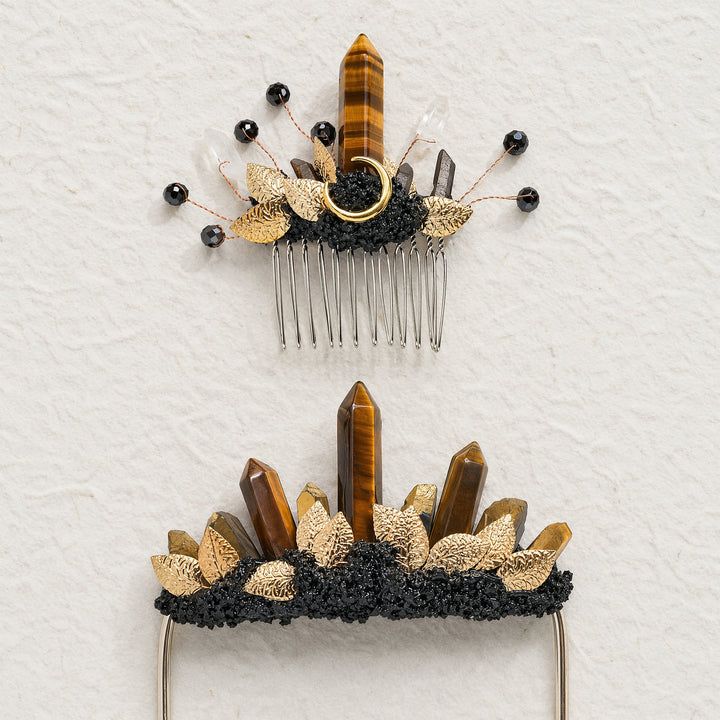 Handmade Groom's Pocket Boutonniere & Bride's Crystal Hair Comb Bundle Set - image 3