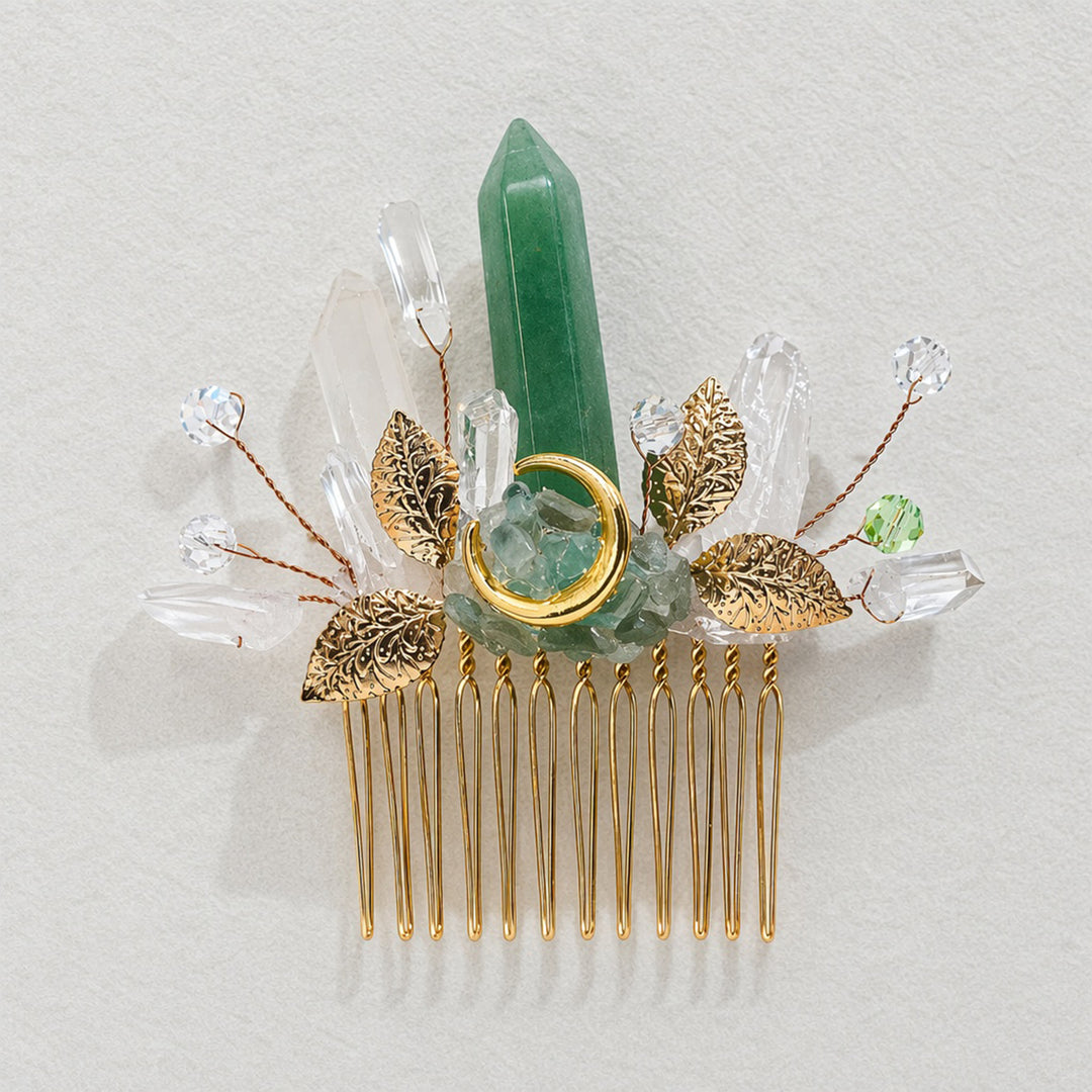 Women's Enchanted Real Crystal Leaf Detailed Hair Comb - image 5