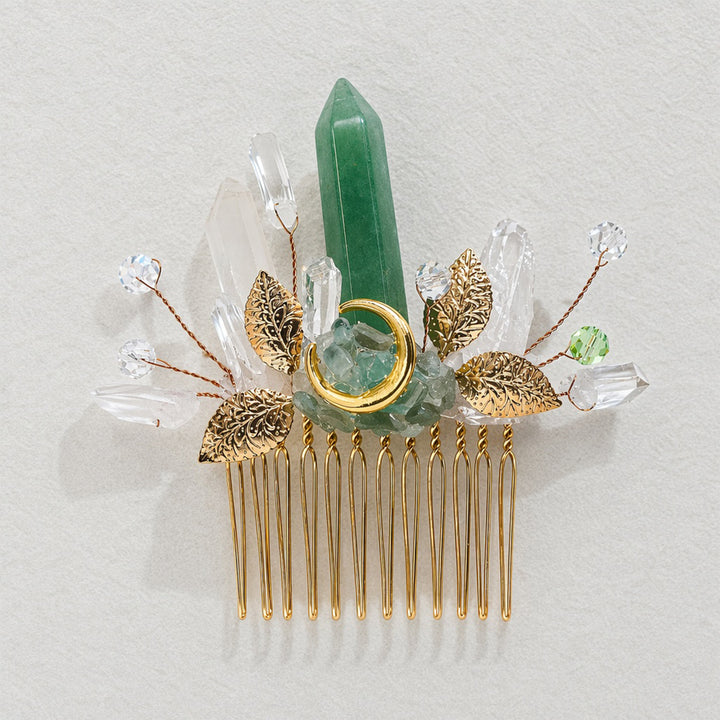 Women's Enchanted Real Crystal Leaf Detailed Hair Comb - image 5