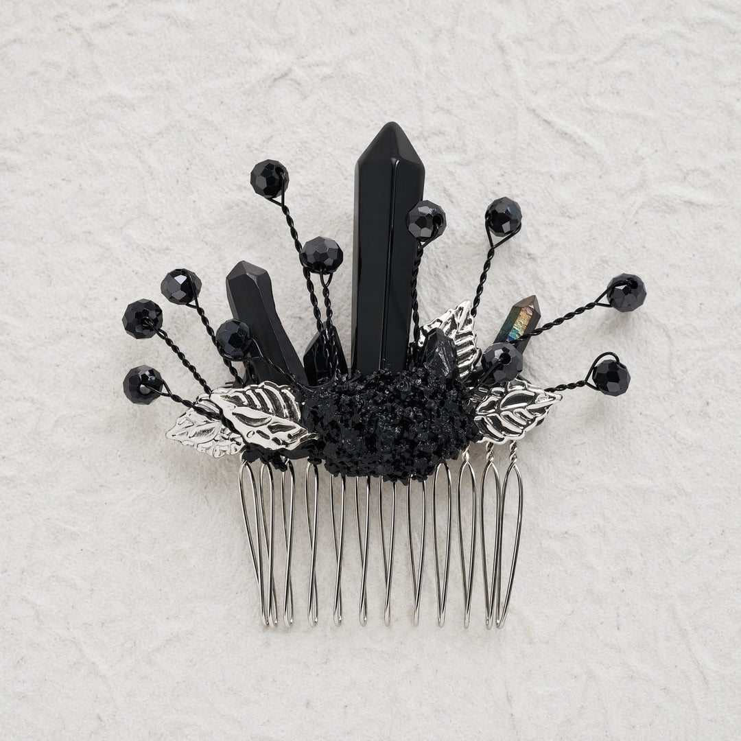 Women's Enchanted Real Crystal Leaf Detailed Hair Comb - image 9