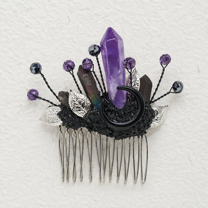 Women's Enchanted Real Crystal Leaf Detailed Hair Comb - image 11