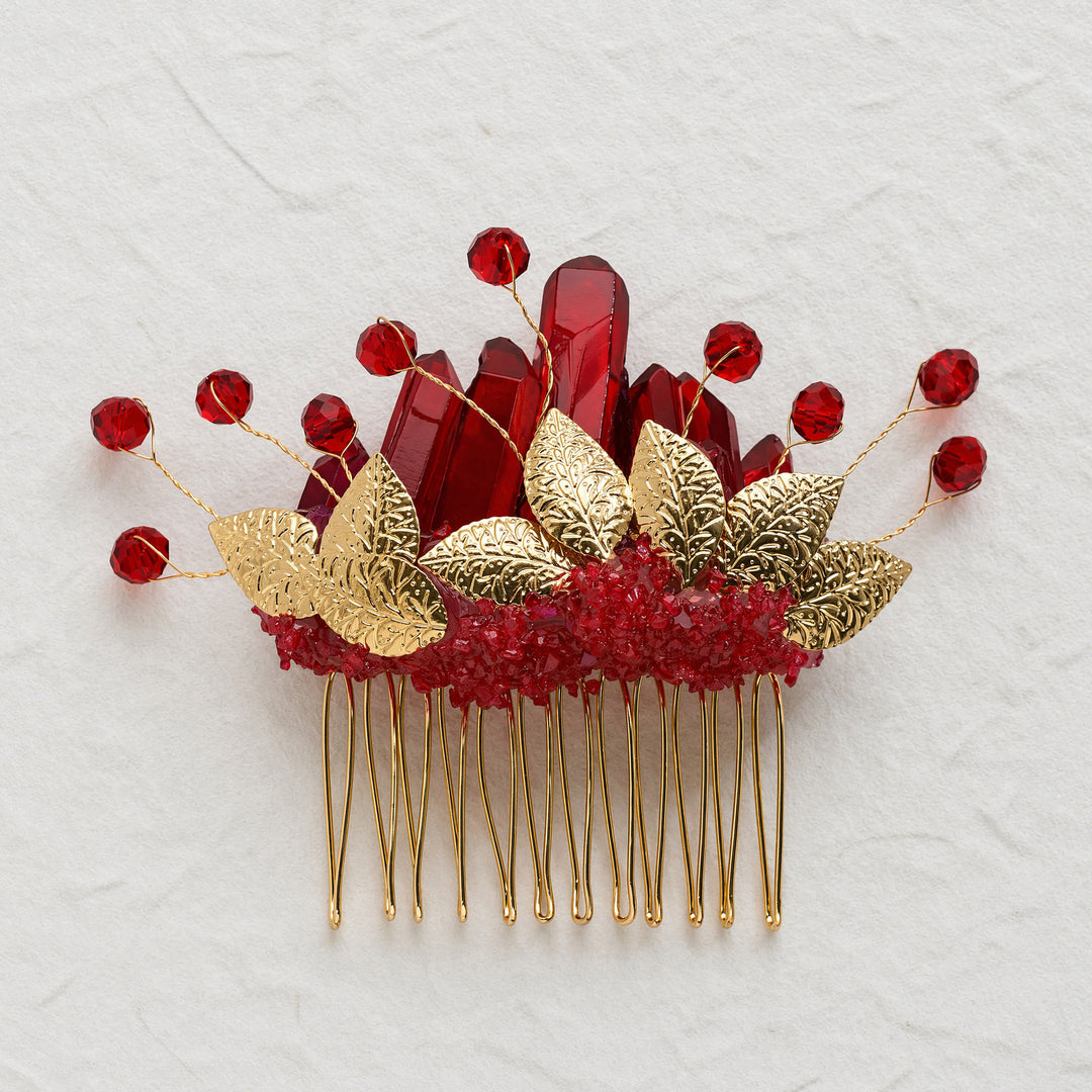 Women's Enchanted Real Crystal Leaf Detailed Hair Comb - image 1