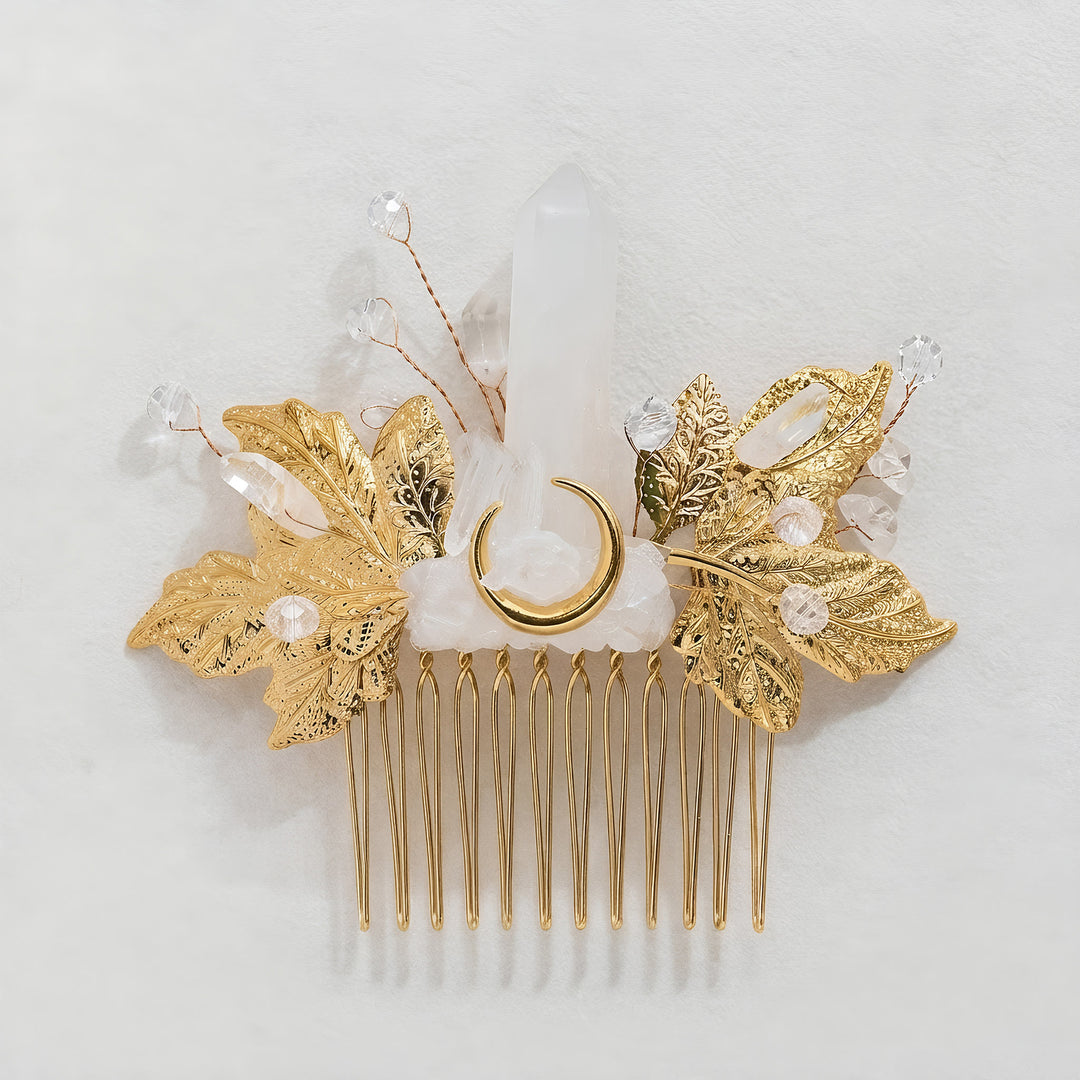 Women's Enchanted Real Crystal Leaf Detailed Hair Comb - image 7
