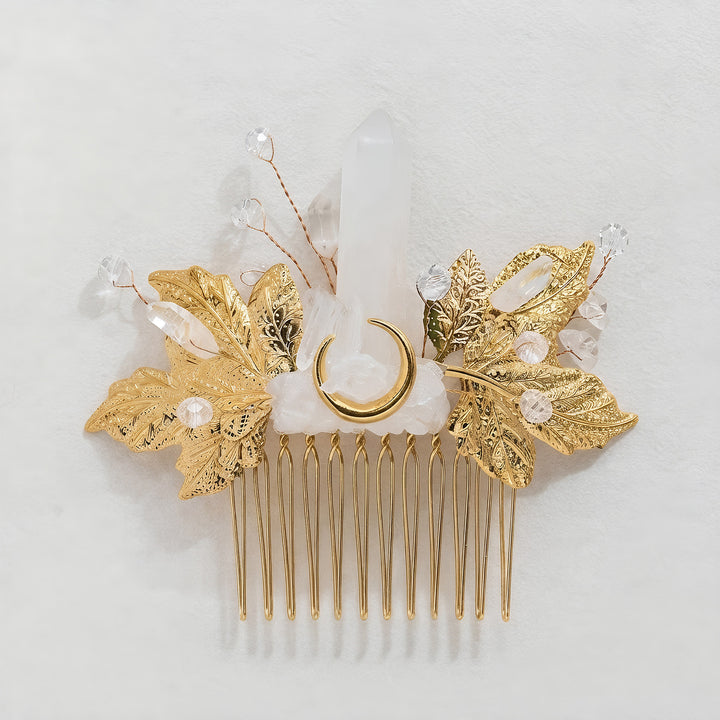 Women's Enchanted Real Crystal Leaf Detailed Hair Comb - image 7