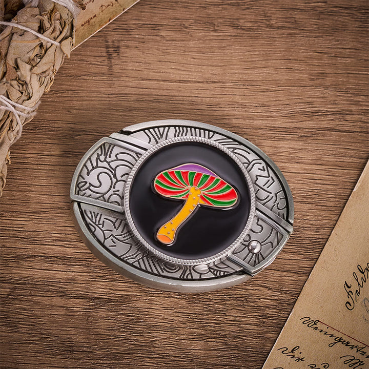Rainbow Psychedelic Mushroom Hidden Folding Knife Buckle Leather Belt - image 9