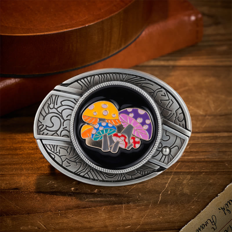 Magic Mushrooms Colorful Enamel Hidden Folding Knife Buckle Leather Belt - Magic Mushrooms - Without Belt - Not Included Belt - image 0