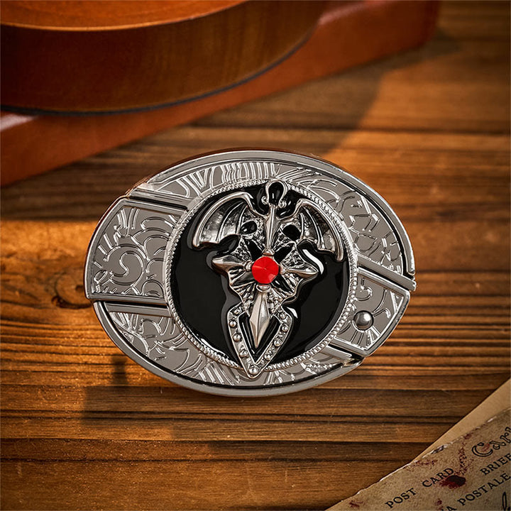 Gothic Dragon Bat Hidden Folding Knife Buckle Leather Belt - Dragon Bat - Without Belt - Not Included Belt - image 0