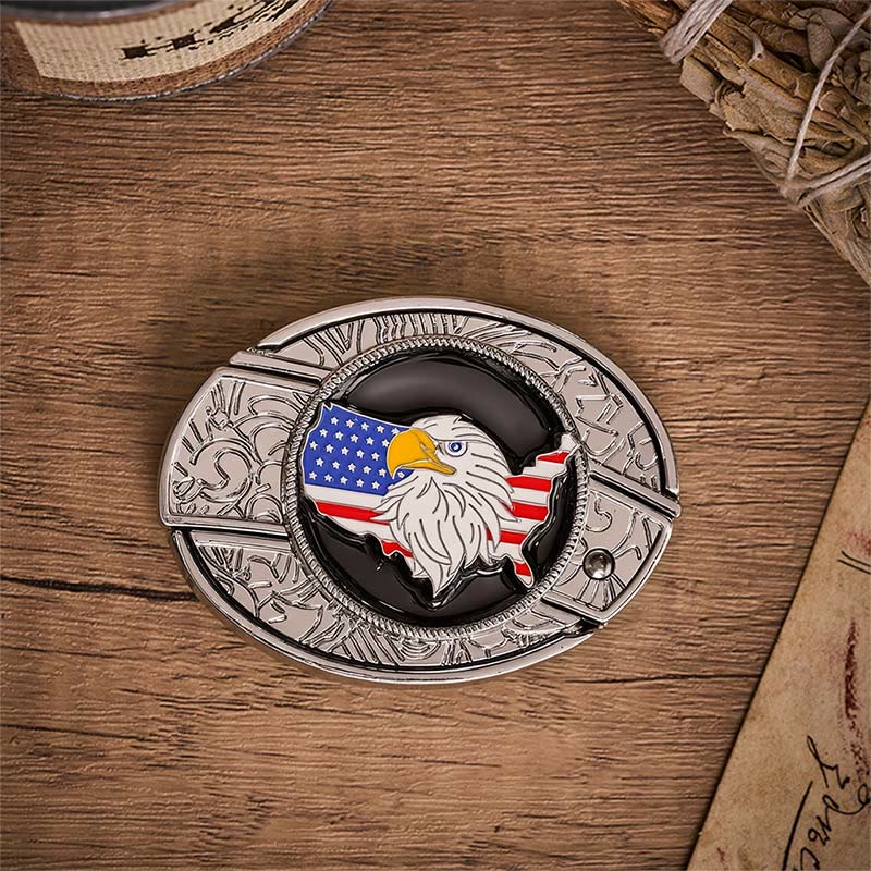 Freedom American Eagle Flag Hidden Folding Knife Buckle Leather Belt - image 9