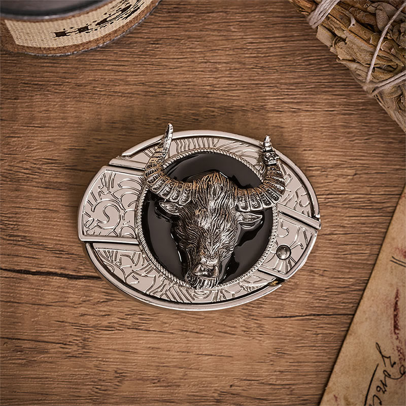 Longhorn Legend Bull Head Hidden Folding Knife Buckle Leather Belt - image 9