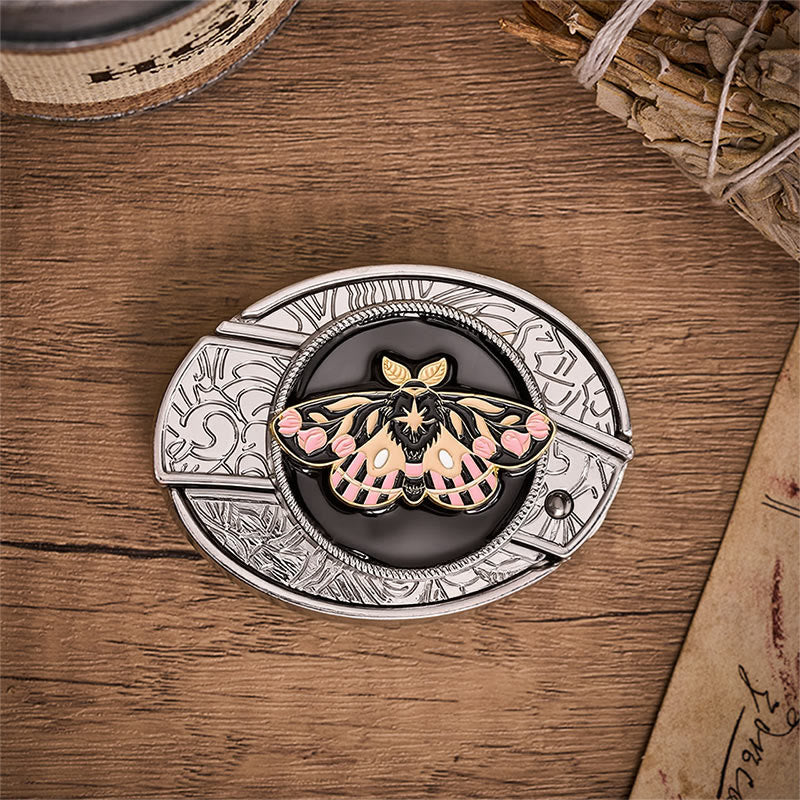 Pink & Gold Mystic Moth Hidden Folding Knife Buckle Leather Belt - image 9