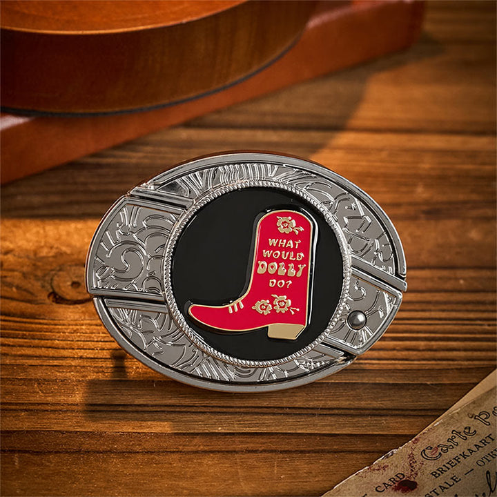 Red Cowboy Boot Hidden Folding Knife Buckle Leather Belt - Red Cowboy Boot - Without Belt - Not Included Belt - image 0