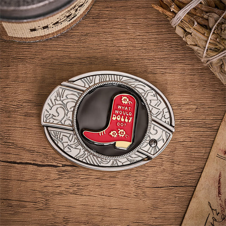 Red Cowboy Boot Hidden Folding Knife Buckle Leather Belt - image 9