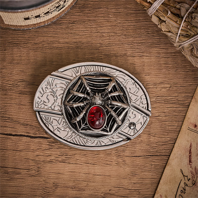 Blood Web Gothic Spider Hidden Folding Knife Buckle Leather Belt - image 9