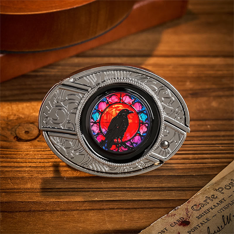Midnight Raven Window Hidden Folding Knife Buckle Leather Belt - Raven Window - Without Belt - Not Included Belt - image 0