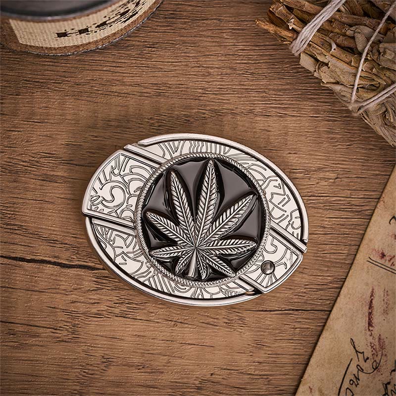 Desert Leaf Western Hidden Folding Knife Buckle Leather Belt - image 9