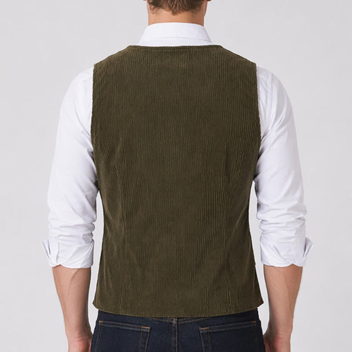 Minimalist V-Neck Retro Ivy League Corduroy Suit Vest - image 2