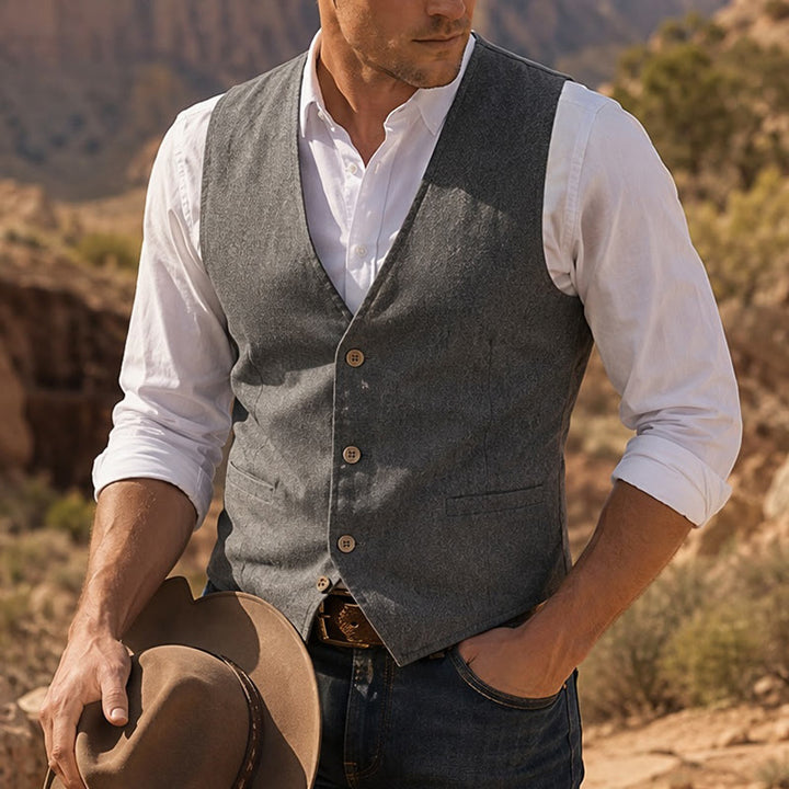 Daily Wear Breathable Casual Summer Linen Vest - Gray - 3XL - image 4