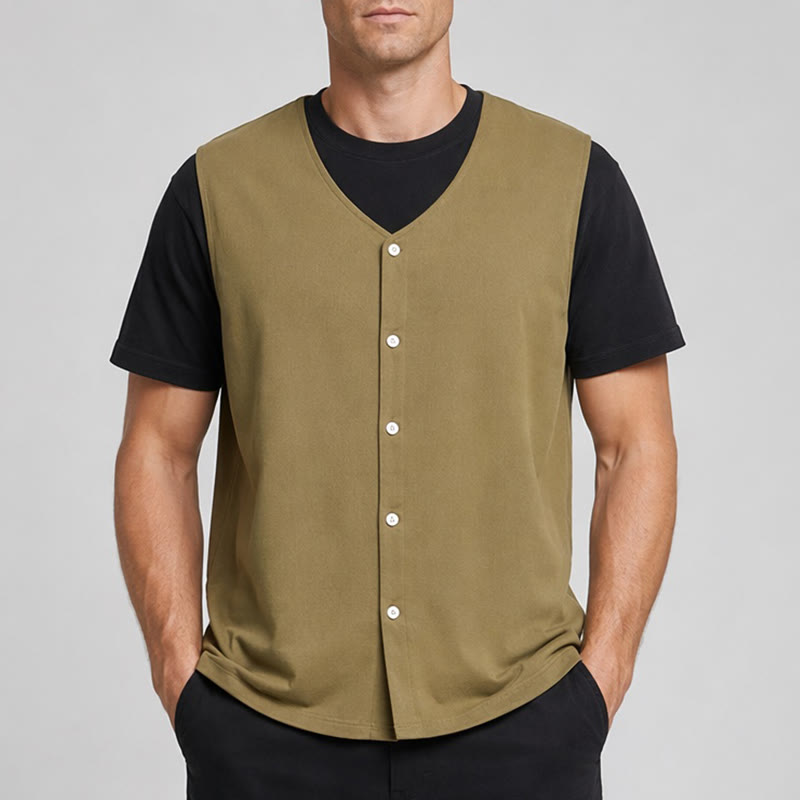 Men's Simple Solid Color Cotton Linen Summer Vest - image 1