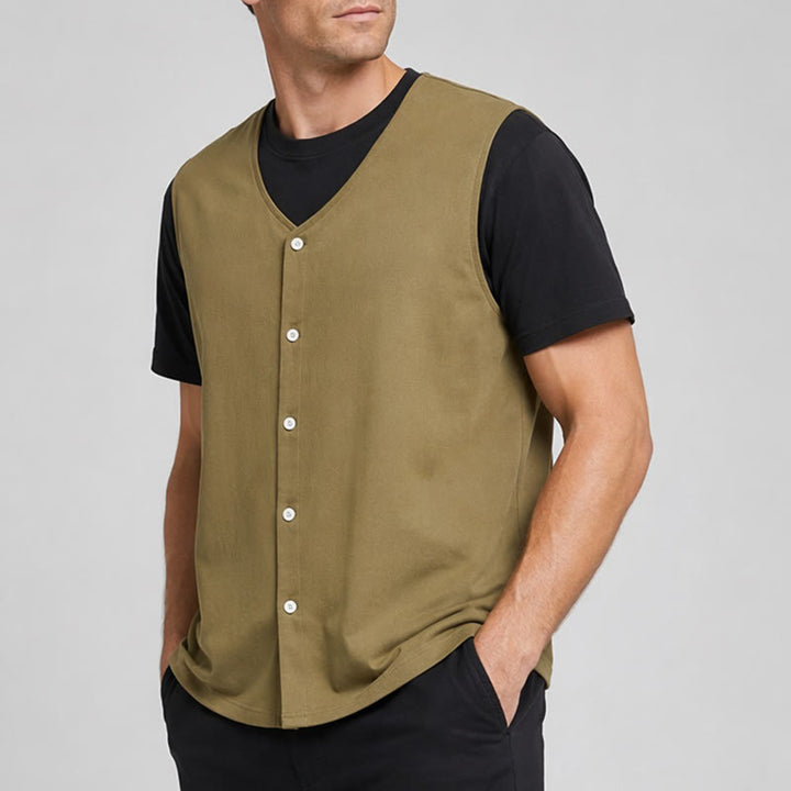 Men's Simple Solid Color Cotton Linen Summer Vest - image 3