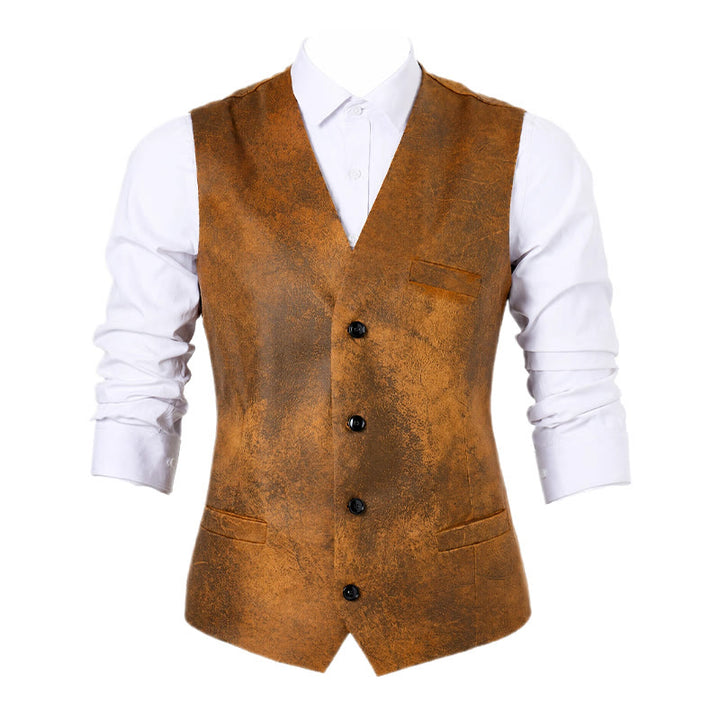 Men's Western Rugged Tobacco Brown Print Vest - image 9