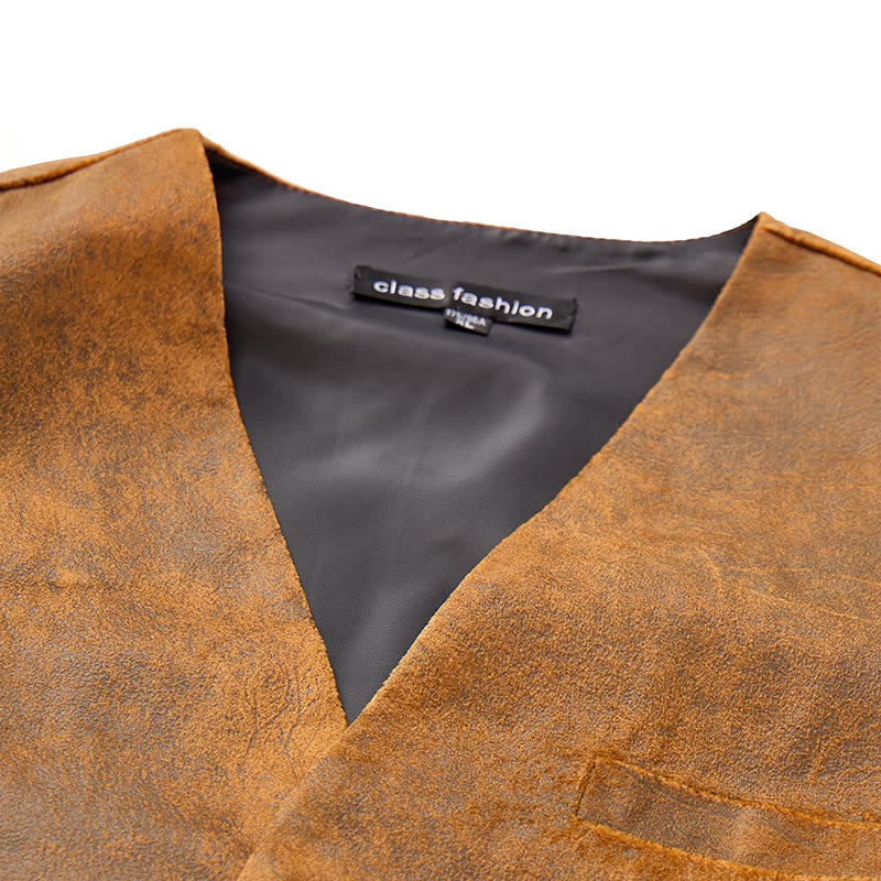 Men's Western Rugged Tobacco Brown Print Vest - image 4