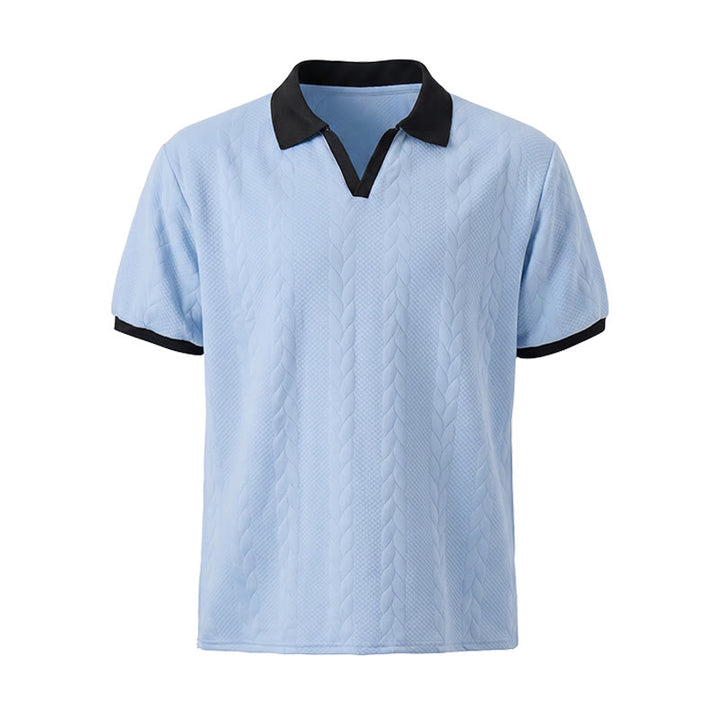 Men's Business Contrast Collar Casual Knit Polo Shirt - image 12