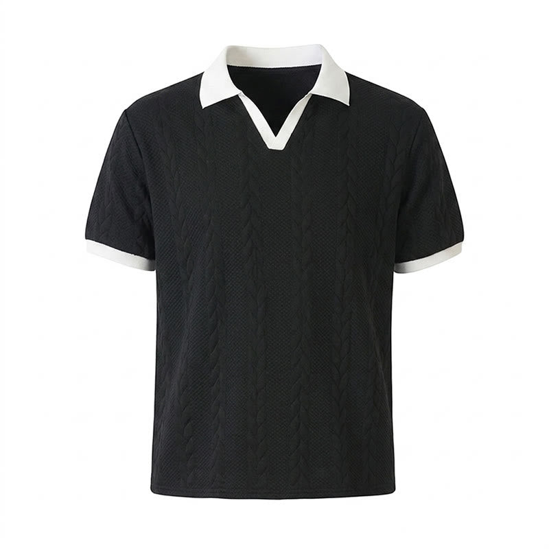 Men's Business Contrast Collar Casual Knit Polo Shirt - image 15