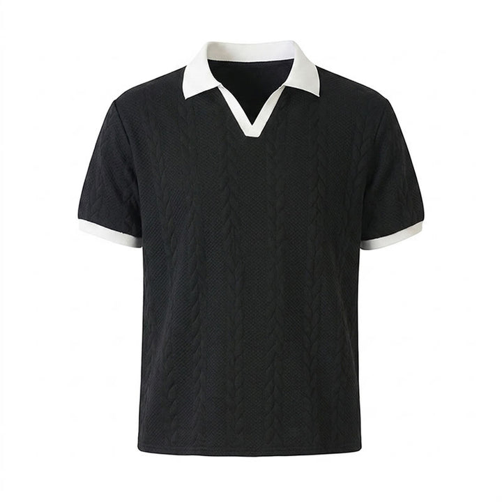 Men's Business Contrast Collar Casual Knit Polo Shirt - image 15