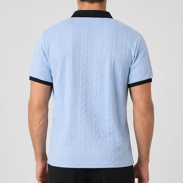 Men's Business Contrast Collar Casual Knit Polo Shirt - image 2
