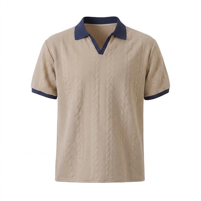 Men's Business Contrast Collar Casual Knit Polo Shirt - image 16