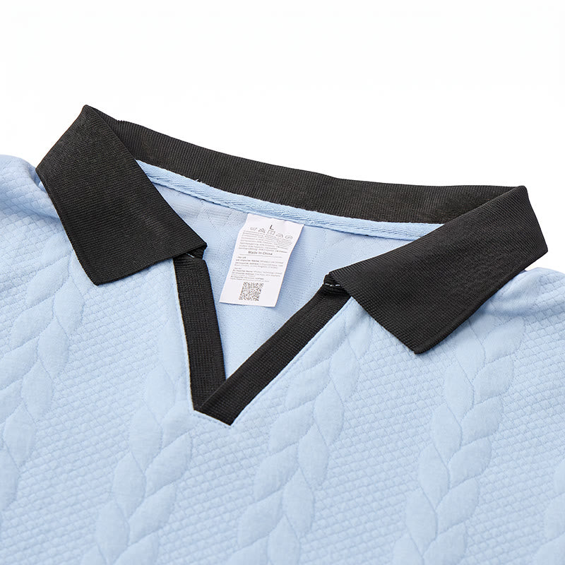 Men's Business Contrast Collar Casual Knit Polo Shirt - image 4