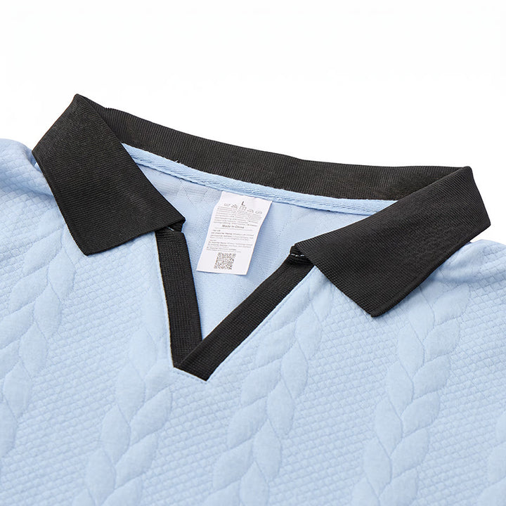 Men's Business Contrast Collar Casual Knit Polo Shirt - image 4