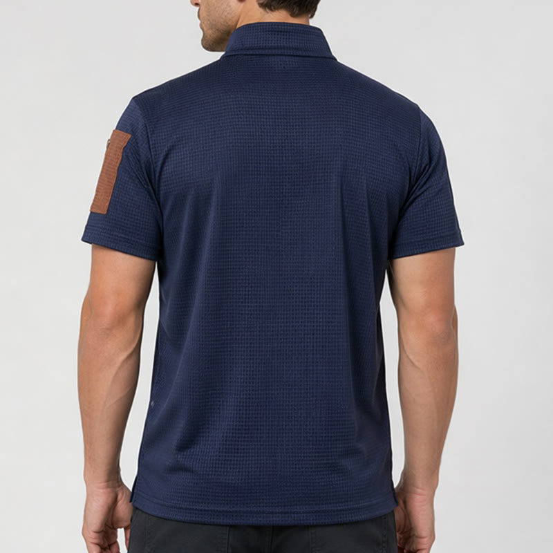 Men's Waffle Texture Zipper Detailed Polo Shirt - image 2