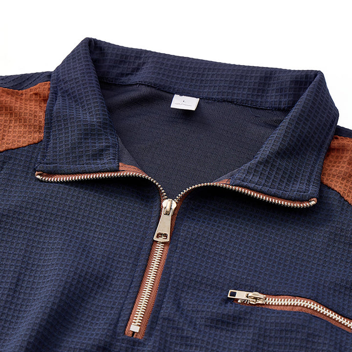 Men's Waffle Texture Zipper Detailed Polo Shirt - image 7