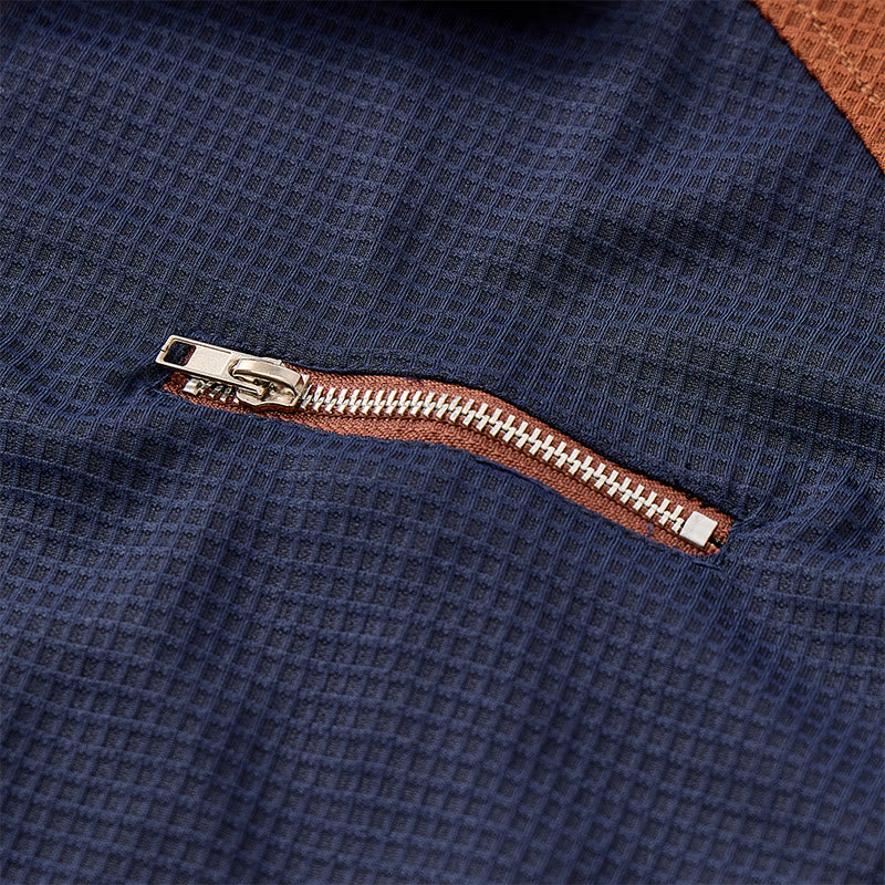 Men's Waffle Texture Zipper Detailed Polo Shirt - image 8