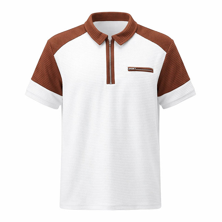 Men's Retro Color Block Zip Neck Summer Polo Shirt - image 14