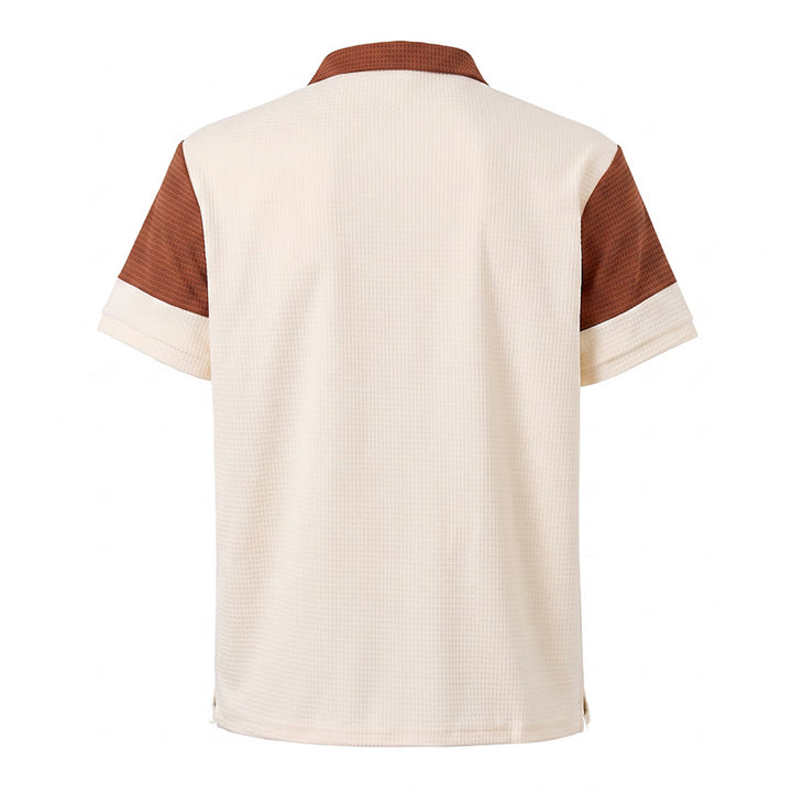 Men's Retro Color Block Zip Neck Summer Polo Shirt - image 13