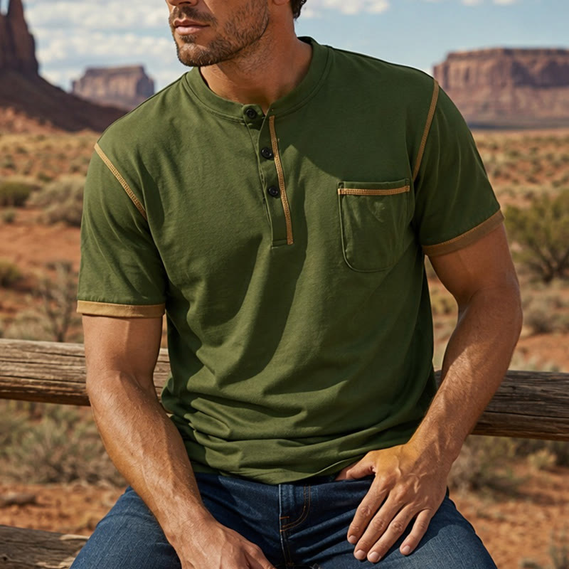 Men's Heritage Style Contrast Trim Tee Polo Shirt - Army Green - 3XL - image 6