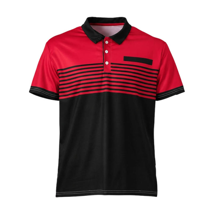 Men's Modern Black Striped Print Summer Polo Shirt - image 18
