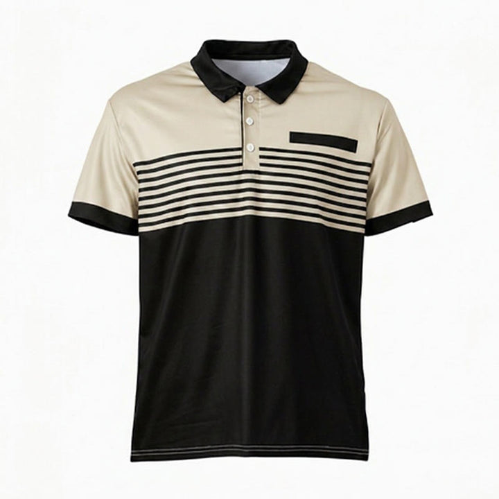 Men's Modern Black Striped Print Summer Polo Shirt - image 21