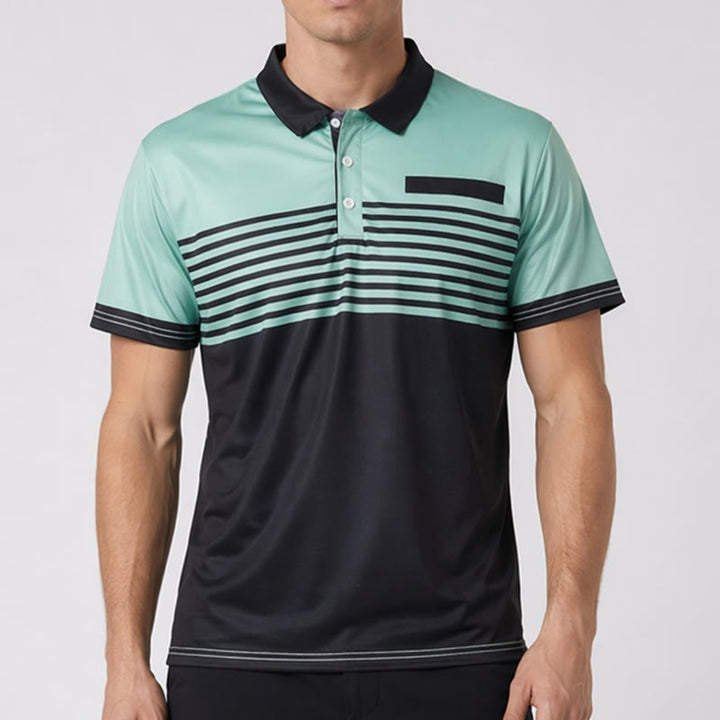 Men's Modern Black Striped Print Summer Polo Shirt - image 1
