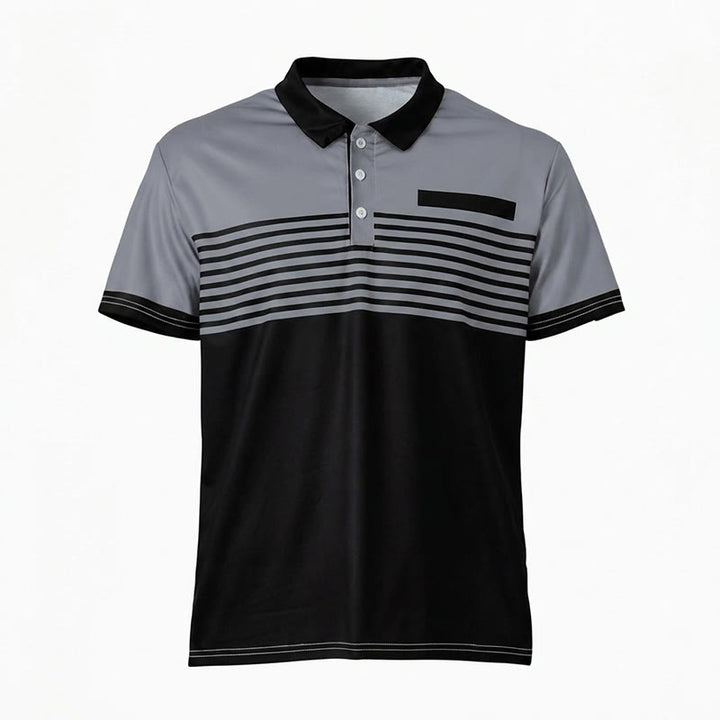 Men's Modern Black Striped Print Summer Polo Shirt - image 22