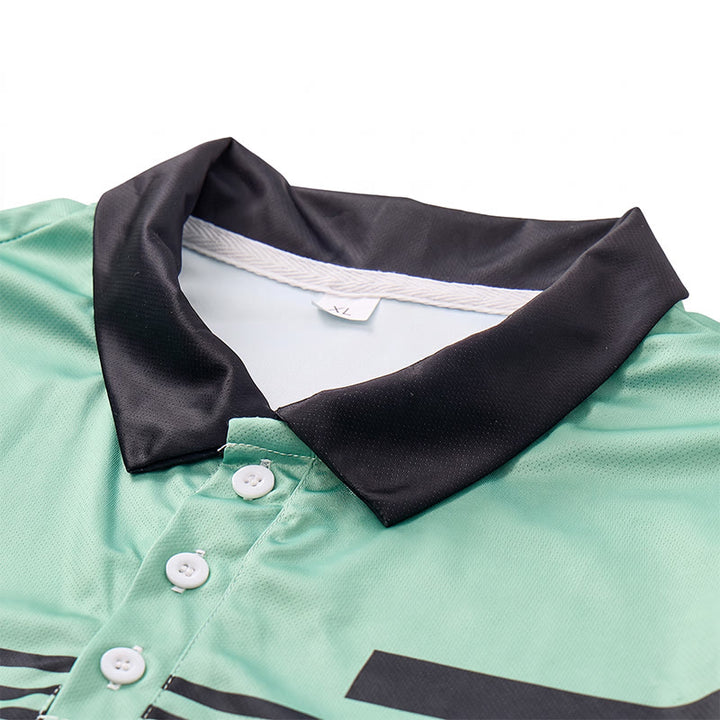 Men's Modern Black Striped Print Summer Polo Shirt - image 9