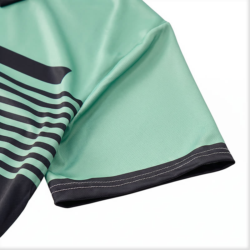 Men's Modern Black Striped Print Summer Polo Shirt - image 15
