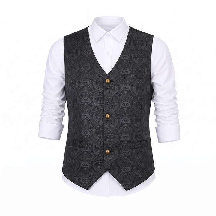 Men's Vintage Gothic Paisley Print Four Season Party Suit Vest - image 14