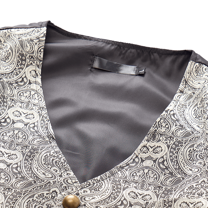 Men's Vintage Gothic Paisley Print Four Season Party Suit Vest - image 6