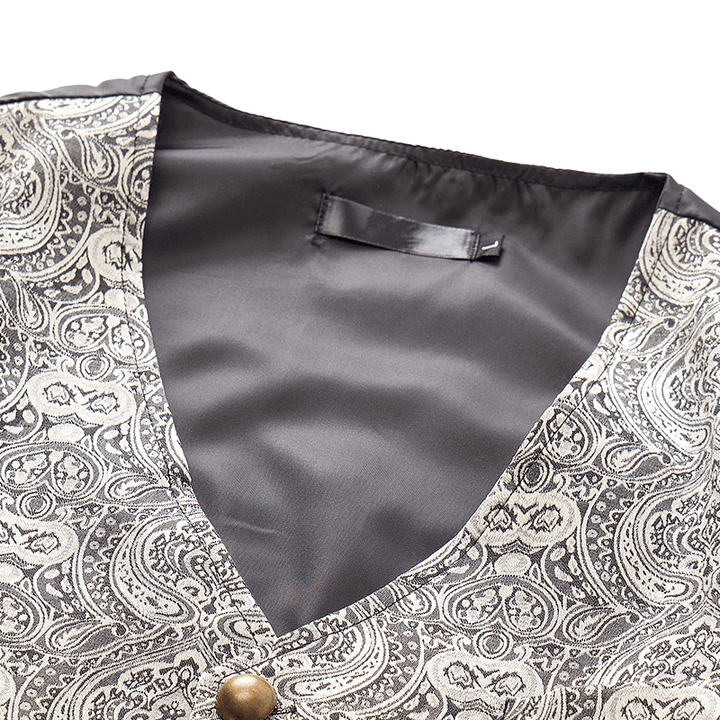 Men's Vintage Gothic Paisley Print Four Season Party Suit Vest - image 6